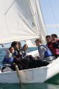 L’equip femení de l’espanyol a l’Escola Vela Mataró convidades per Sailability Catalunya
